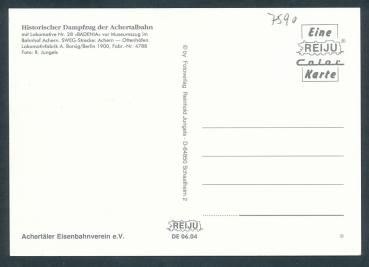 Preview: Historischer Dampfzug der Achtertalbahn mit Lokomotive Nr. 28BADENIA